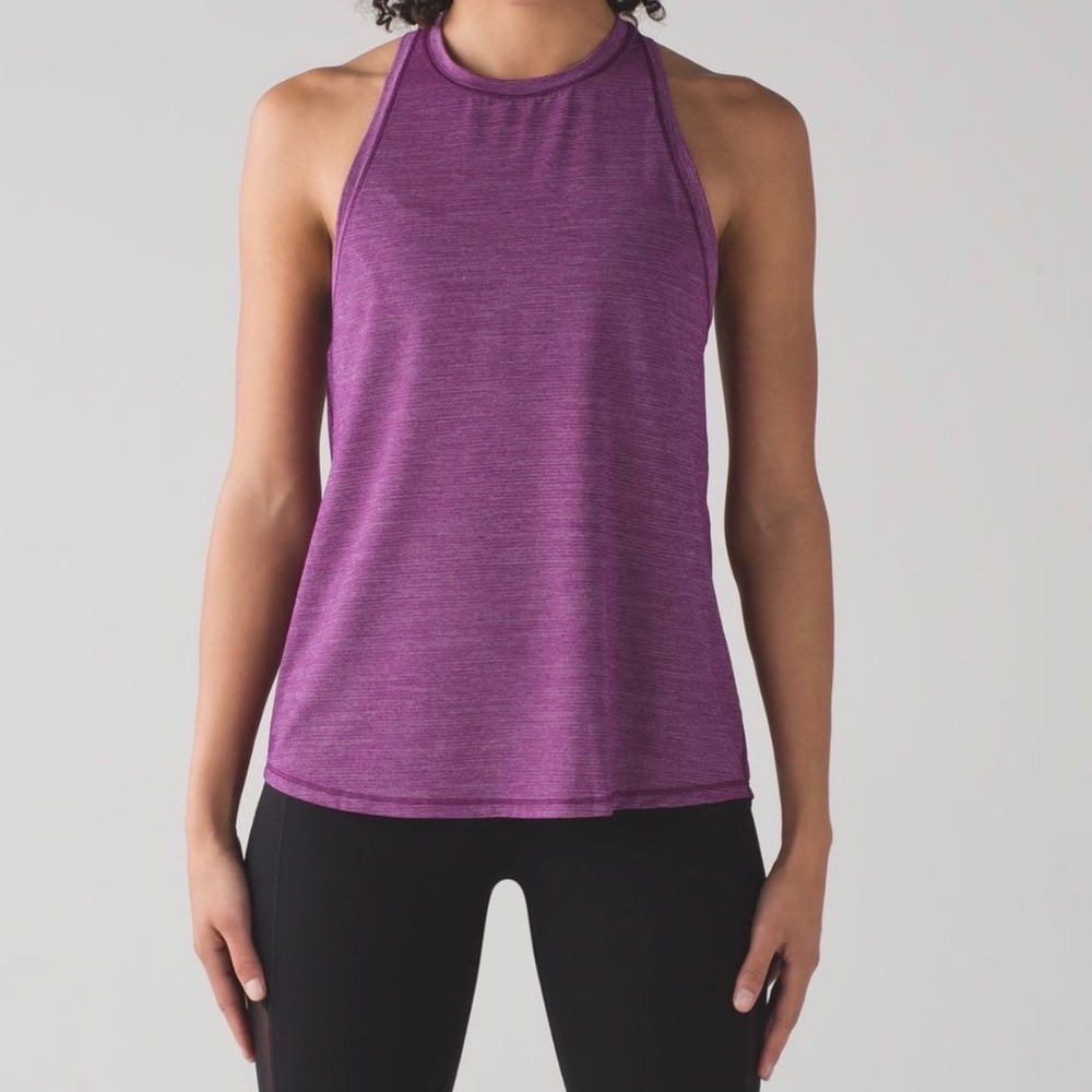 Lululemon Hot Like Agni High Neck Running Tank Top Purple Split Back Medium